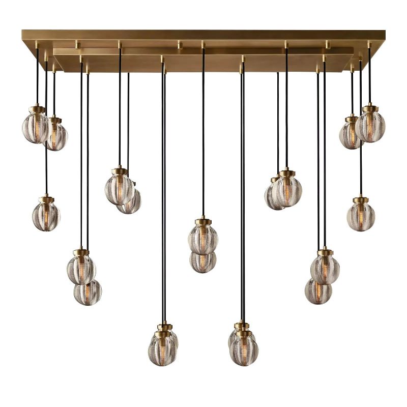 PearlSpherical Modern Rectangular Chandelier 54”