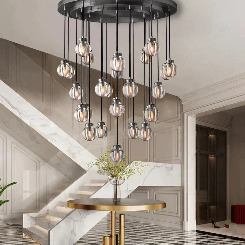 Pearl Spherical Modern Round Chandelier 38"