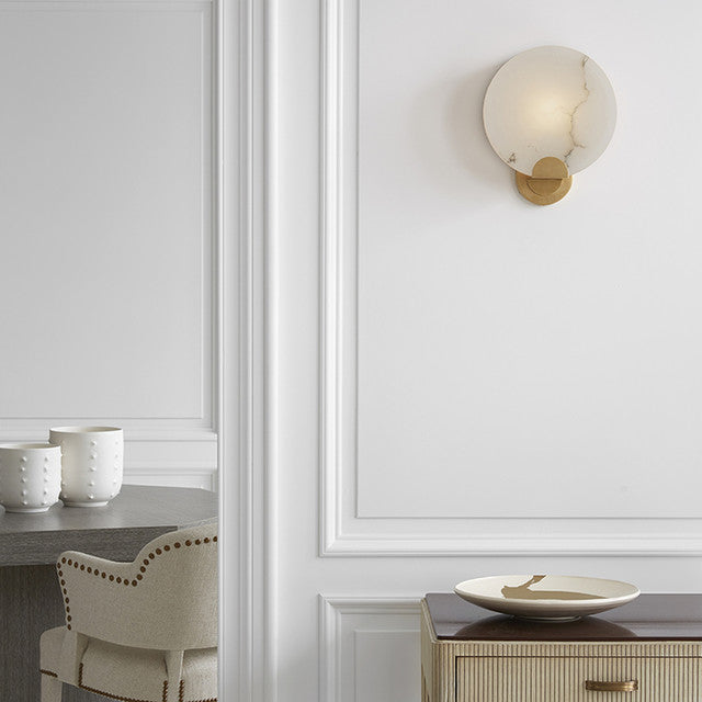 Round Alabaster Modern Living Room Sconce - product detail 2
