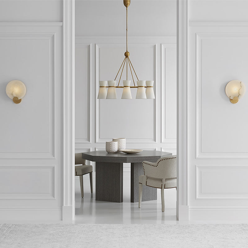 Round Alabaster Modern Living Room Sconce - product detail 3