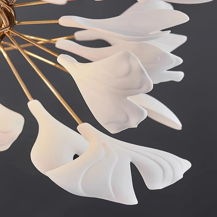 Ceramic Ginkgo Round Linear Chandelier