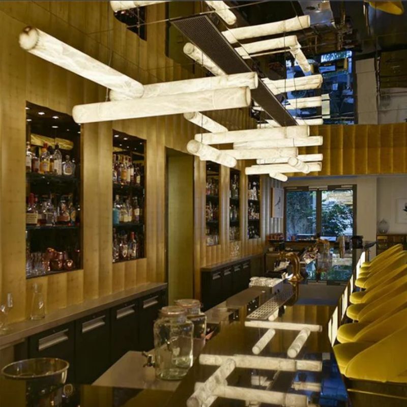 Sylvia Alabaster Linear Pendant Light Over Kitchen Island - product detail 3