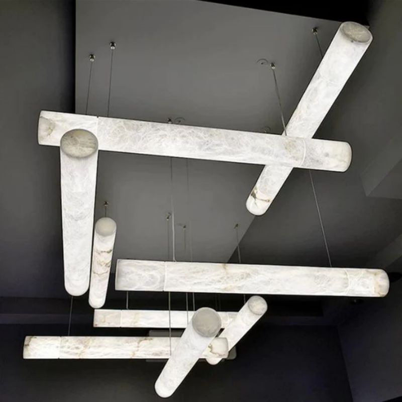 Sylvia Alabaster Linear Pendant Light Over Kitchen Island - product detail 4