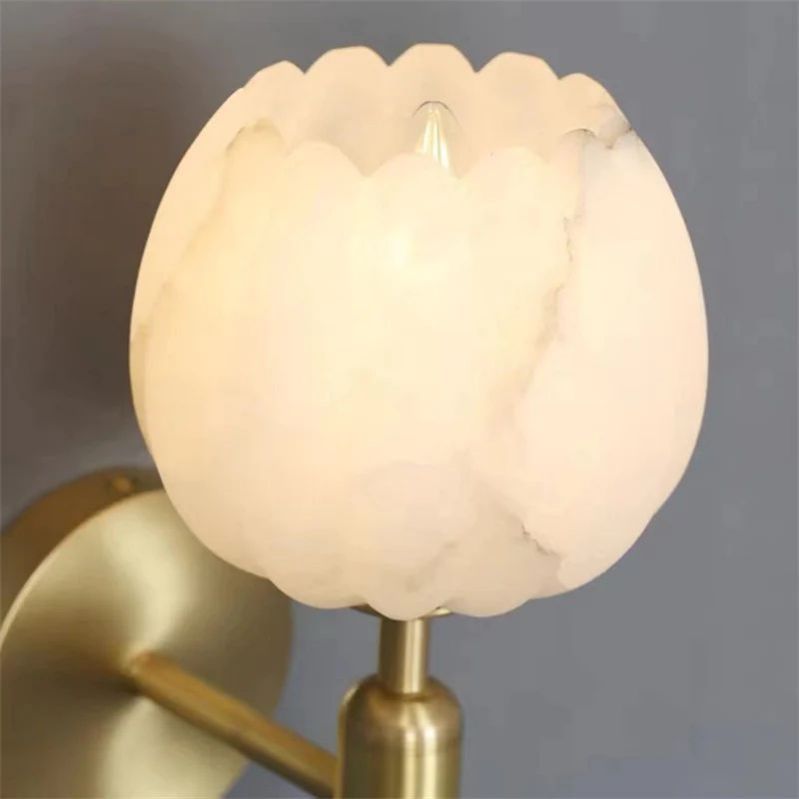 Alabaster Round Bedroom Bedside Wall Sconce - product detail 3