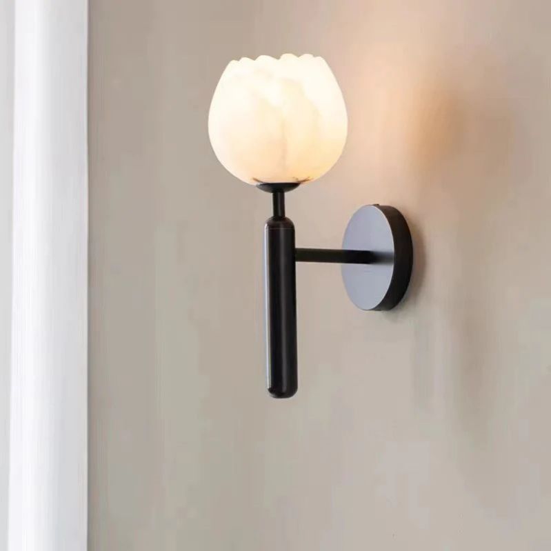 Alabaster Round Bedroom Bedside Wall Sconce - product detail 6