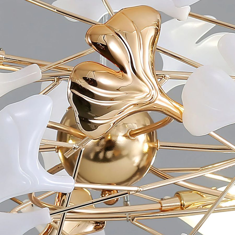 Ceramic Ginkgo Round Linear Chandelier