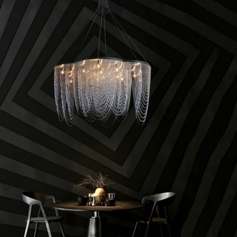 Modern Aluminum Chain Flower Chandelier