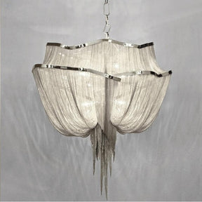 Alisa Luxury Double-Layer Aluminum Chain Tassel Chandelier