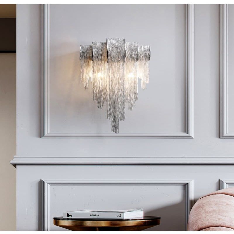Alisa Luxury Plated Aluminum Chain Tassel Wall Sconce - product detail 7