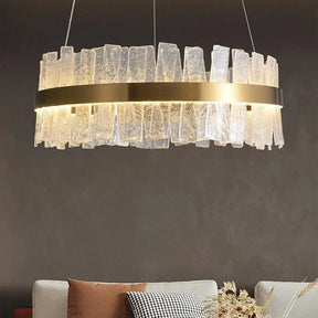 Flake Crystal Round Golden Lamp Body Modern Chandelier