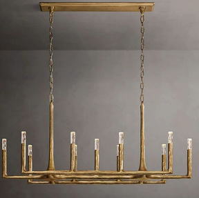 Brass Linear Chandelier with Vintage Pendant Lighting for Dining Room 54"| LuminexHome