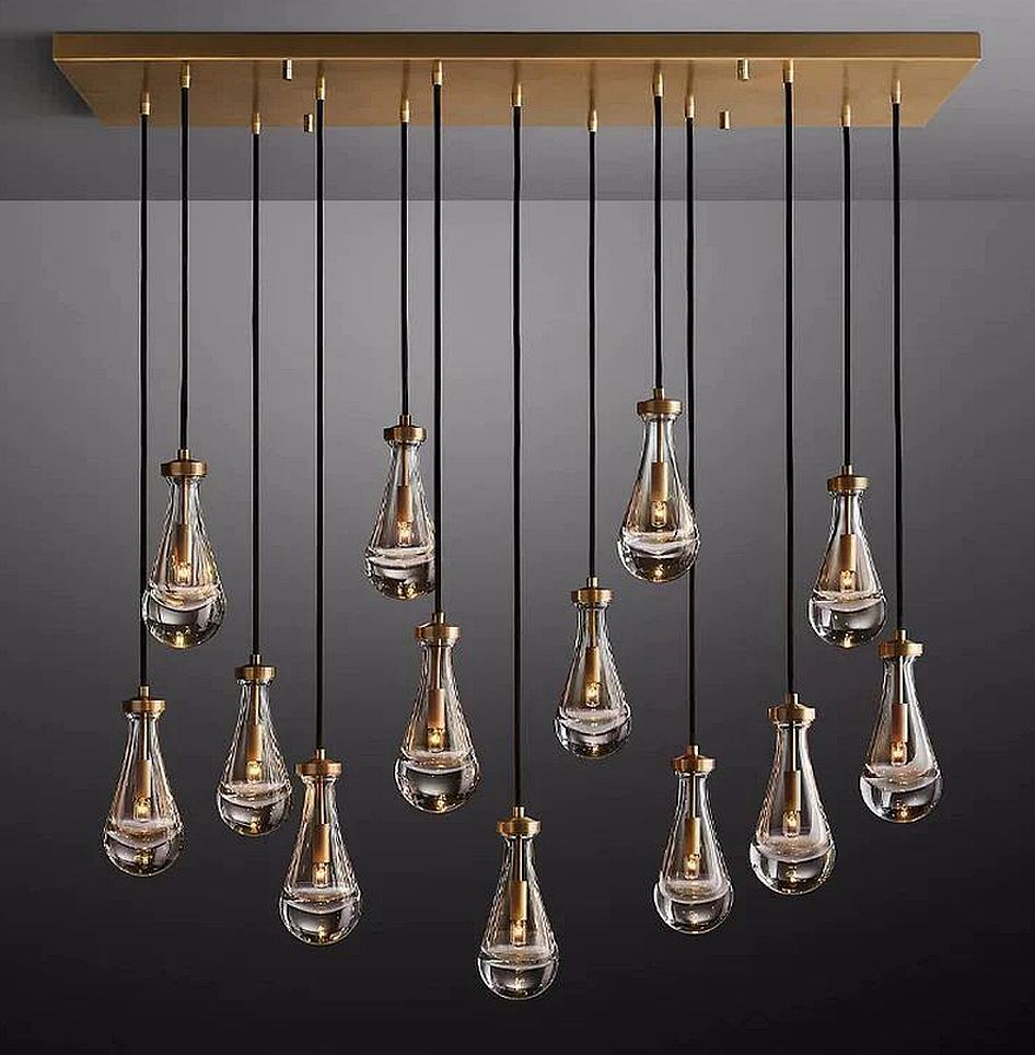 Crystal Raindrop Rectangular Chandelier 54"