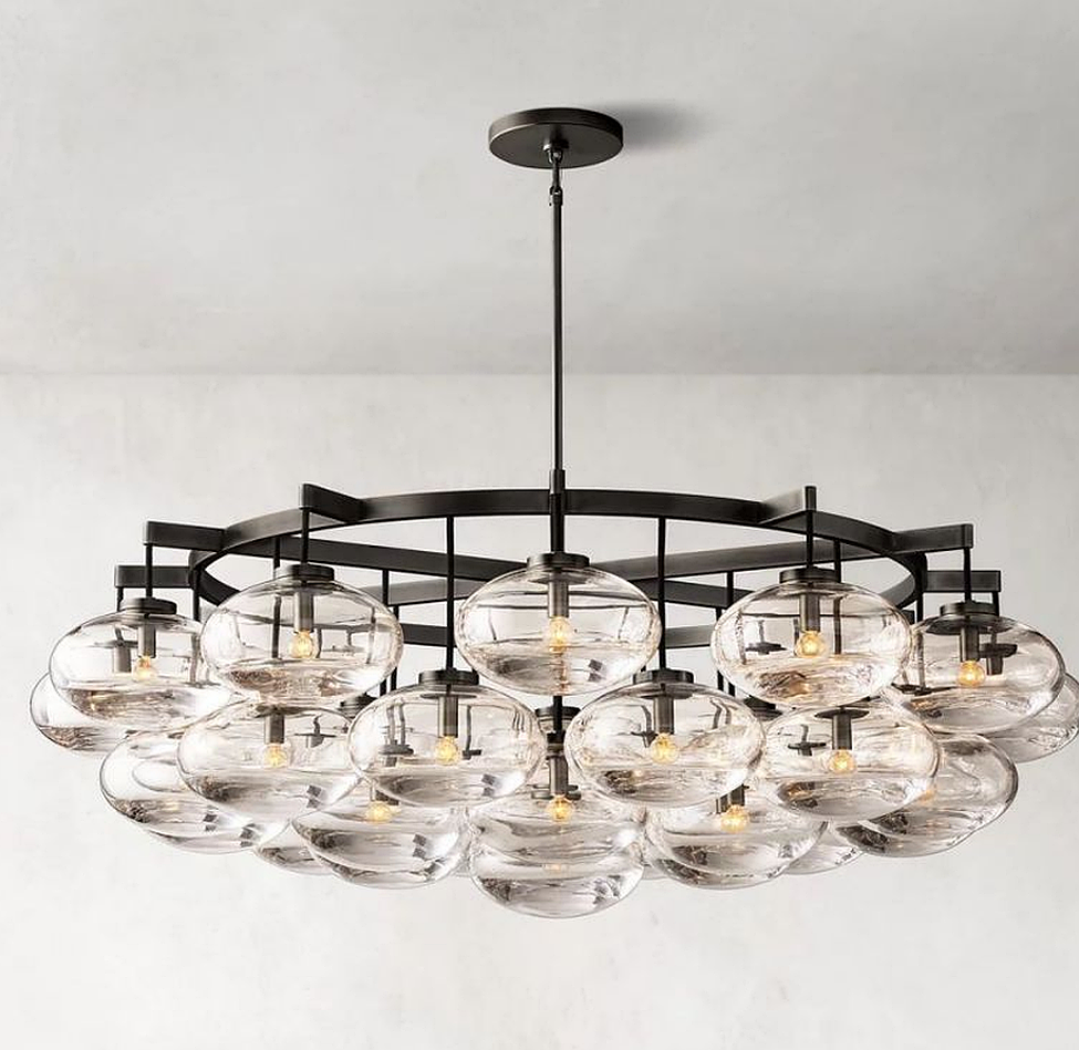 Contemporary Glass Globe Cluster Chandelier for High Ceilings 60" | LuminexHome