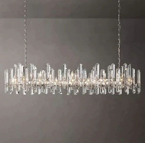 Luxe Brass Prism Linear Chandelier  72"