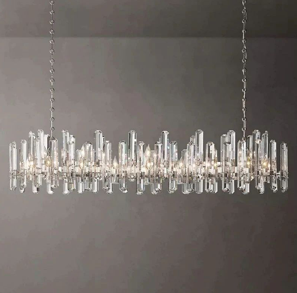 Luxe Brass Prism Linear Chandelier  72"