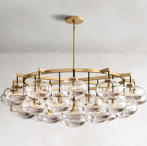 Contemporary Glass Globe Cluster Chandelier for High Ceilings 60" | LuminexHome