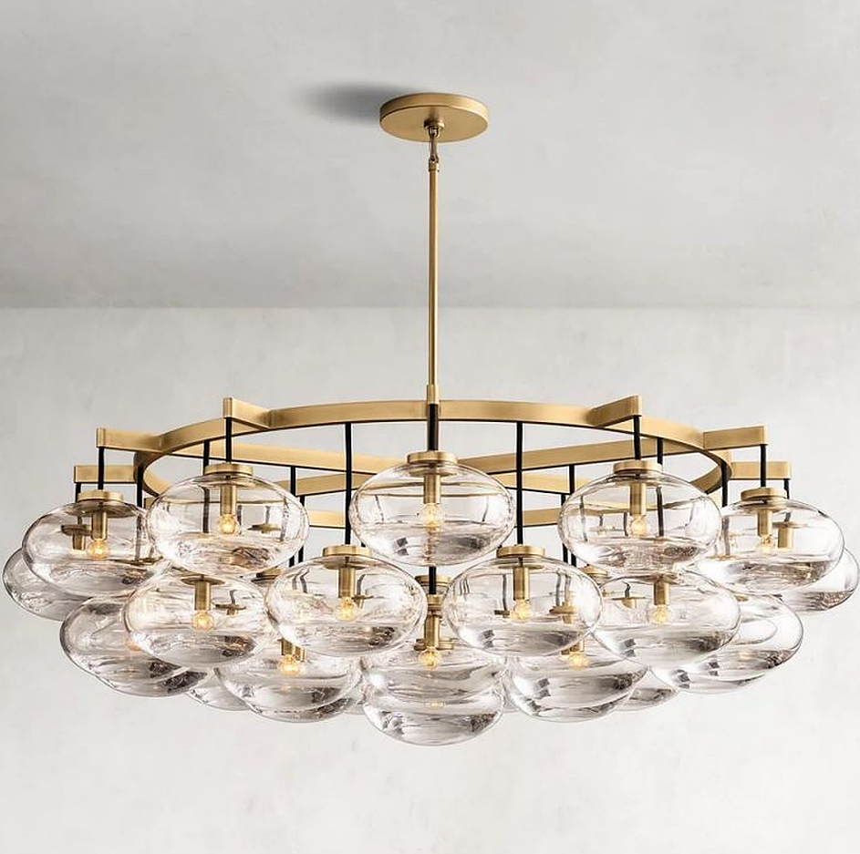 Contemporary Glass Globe Cluster Chandelier for High Ceilings 60" | LuminexHome