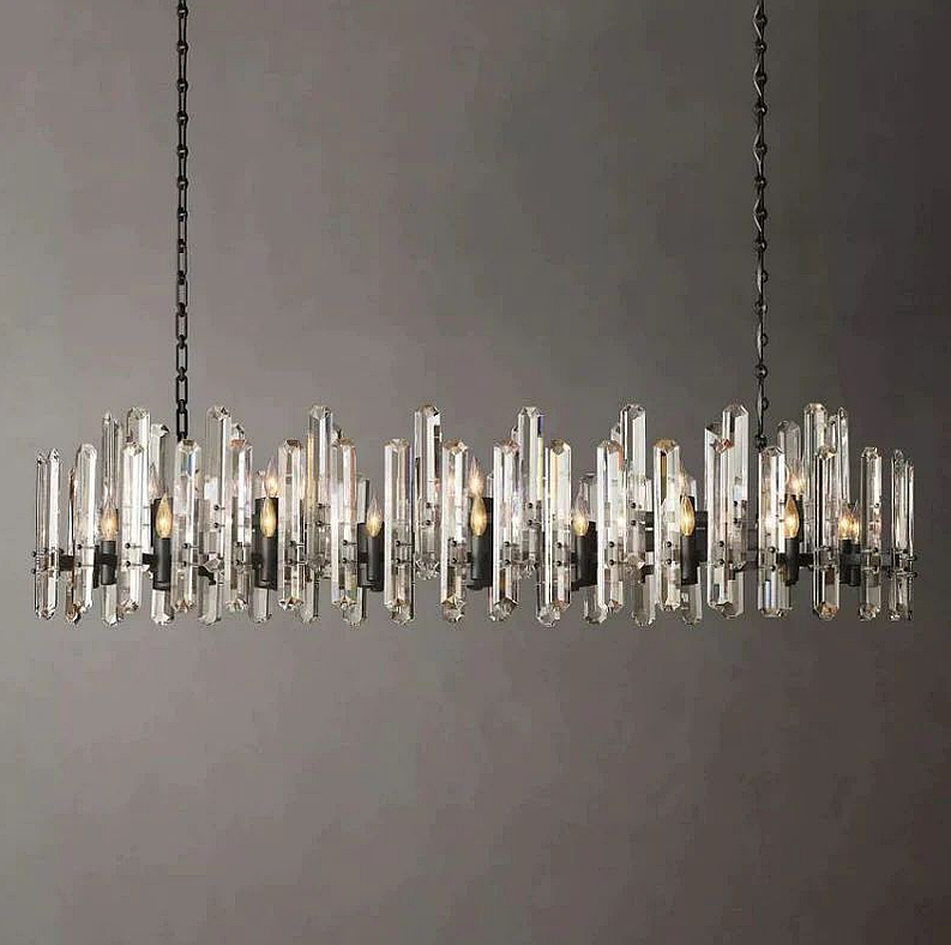 Luxe Brass Prism Linear Chandelier  72"