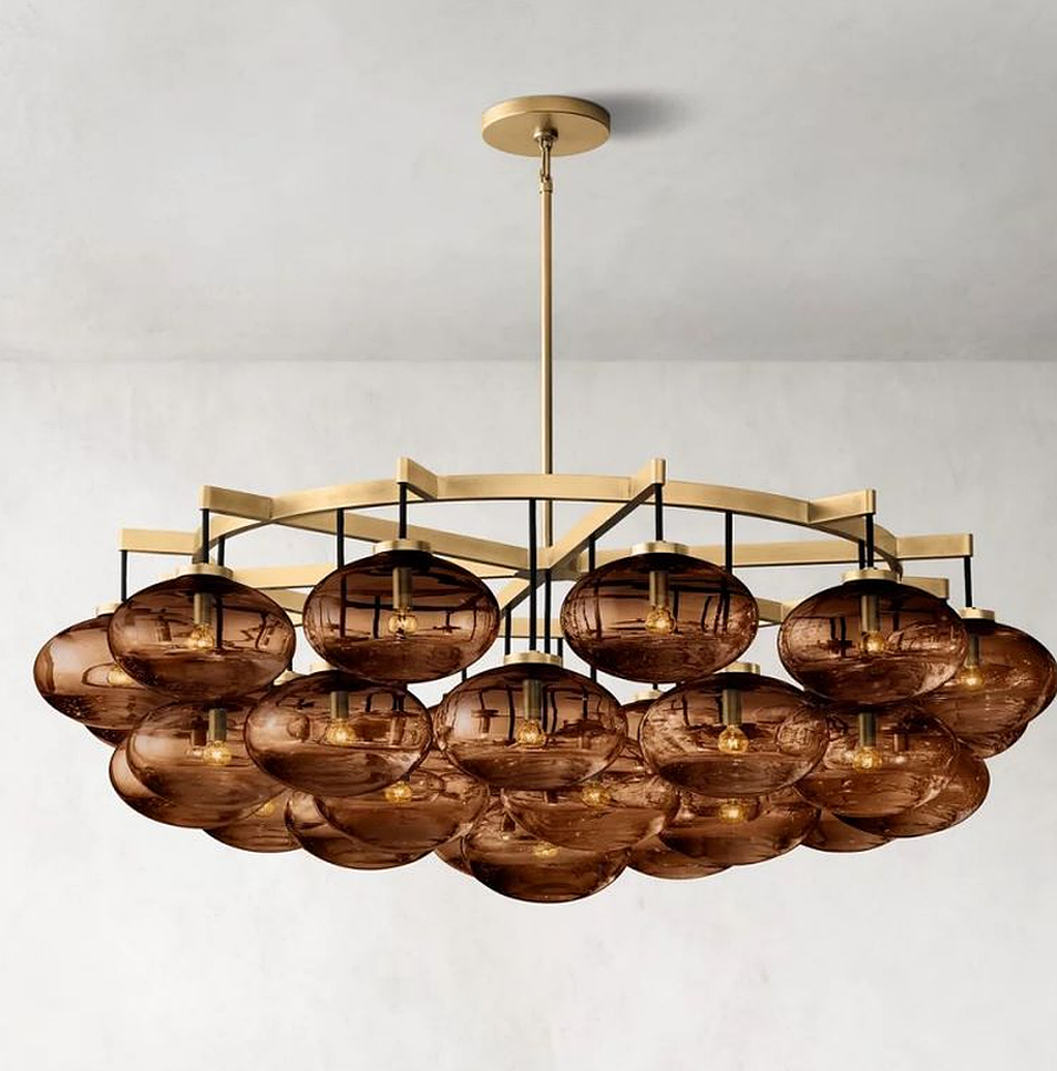 Contemporary Glass Globe Cluster Chandelier for High Ceilings 60" | LuminexHome