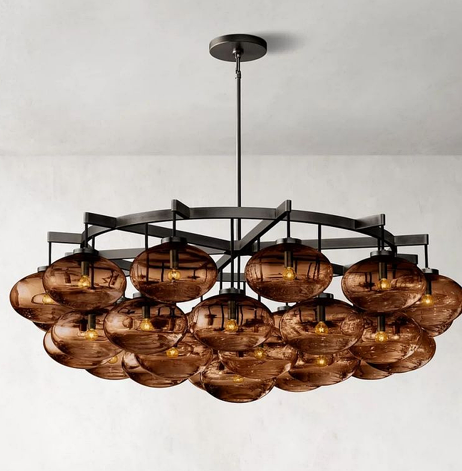 Contemporary Glass Globe Cluster Chandelier for High Ceilings 60" | LuminexHome