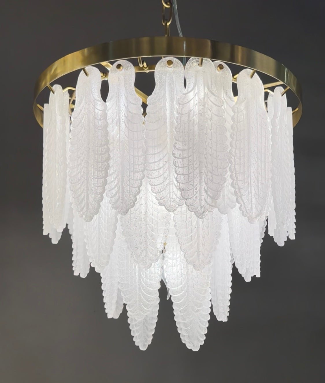 Tampa Leaf Round Tiered Glass Chandelier - product detail 2