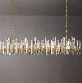 Luxe Brass Prism Linear Chandelier  72"