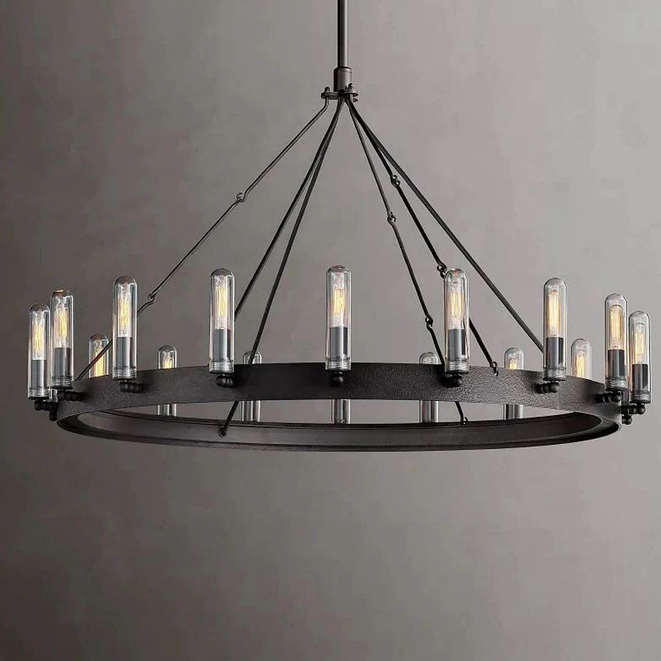 Vintage Outdoor Chandelier - Rustic Black Hanging Light for Porch | Luminexhome