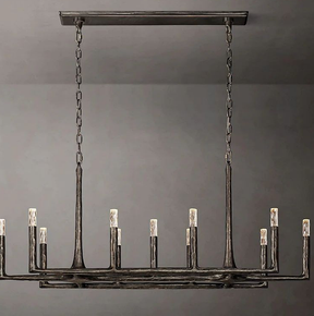 Brass Linear Chandelier with Vintage Pendant Lighting for Dining Room 54"| LuminexHome