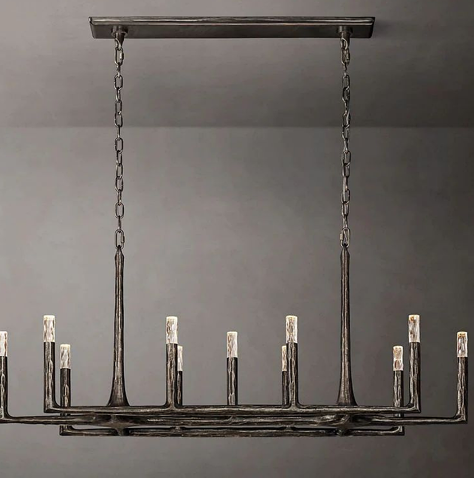 Brass Linear Chandelier with Vintage Pendant Lighting for Dining Room 54"| LuminexHome