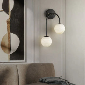 Alabaster Globe Modern Wall Sconce In Bedroom