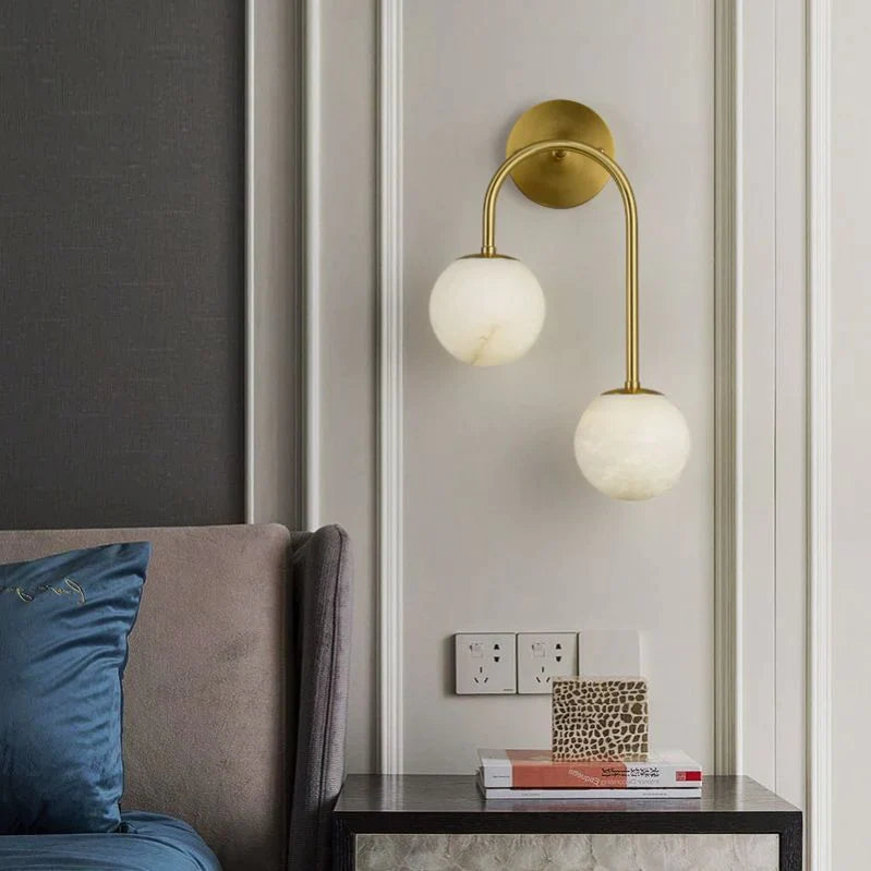 Alabaster Globe Modern Wall Sconce In Bedroom