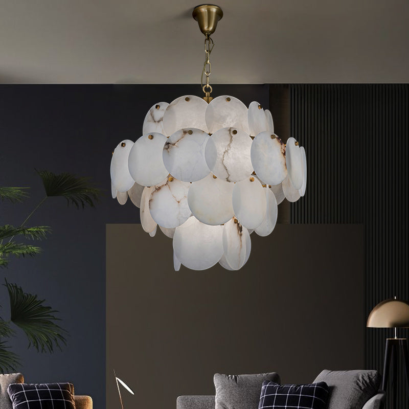 Modern Round Alabaster Pendant Light, Luxurious Round Chandelier