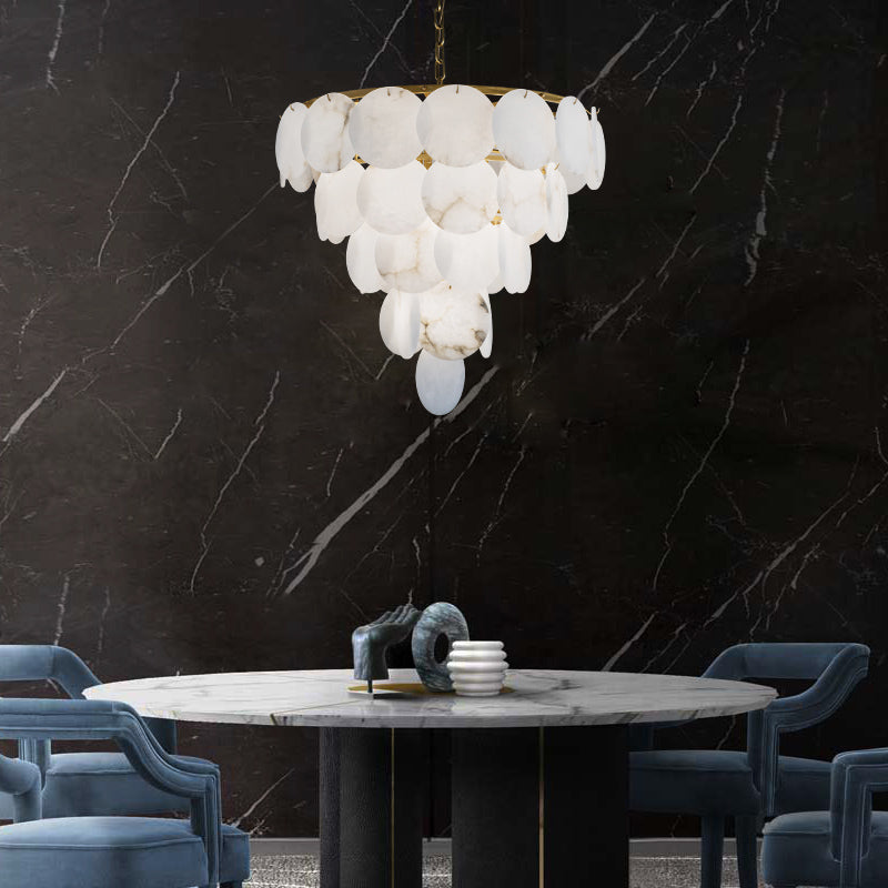 Round Chandelier with Exquisite Alabaster Disks