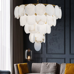 Round Chandelier with Exquisite Alabaster Disks