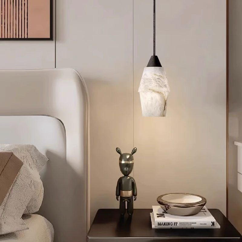 Alabaster Pendant Lighting Over Dining Table