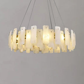 Alabaster Square Sheet Round Chandelier