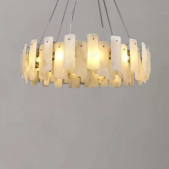 Alabaster Square Sheet Round Chandelier