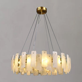 Alabaster Square Sheet Round Chandelier