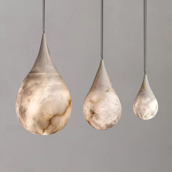 Alabaster Raindrop Pendant Lighting, Dining Table Pendant