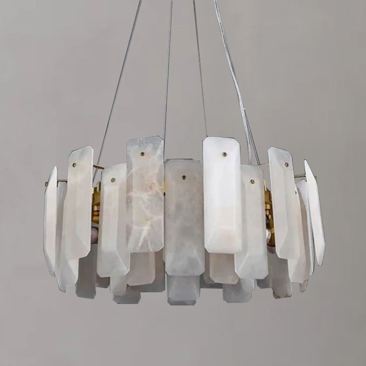 Alabaster Square Sheet Round Chandelier