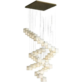 Alabaster Cubic Foyer Staircase Long Chandelier