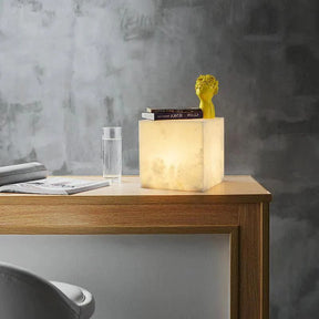 Alabaster Cubic Table Lamp