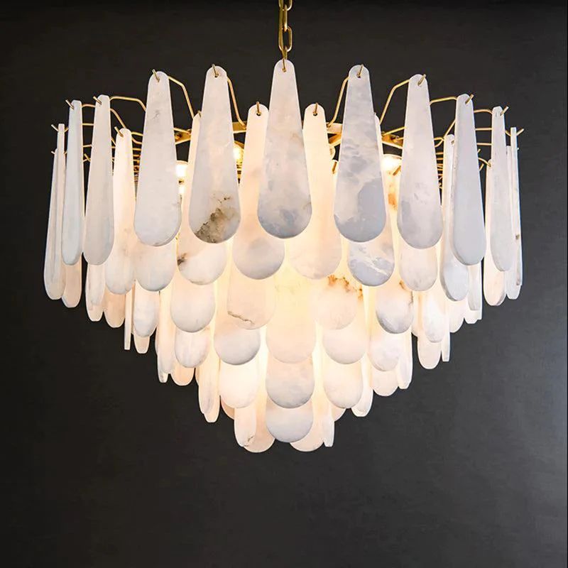 Alabaster Feathery Chandelier