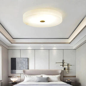 Alabaster Flush Mounted Round LED Chandelier