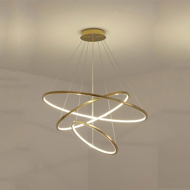 Amina Gold Multi Rings Chandelier for Lobby Villa