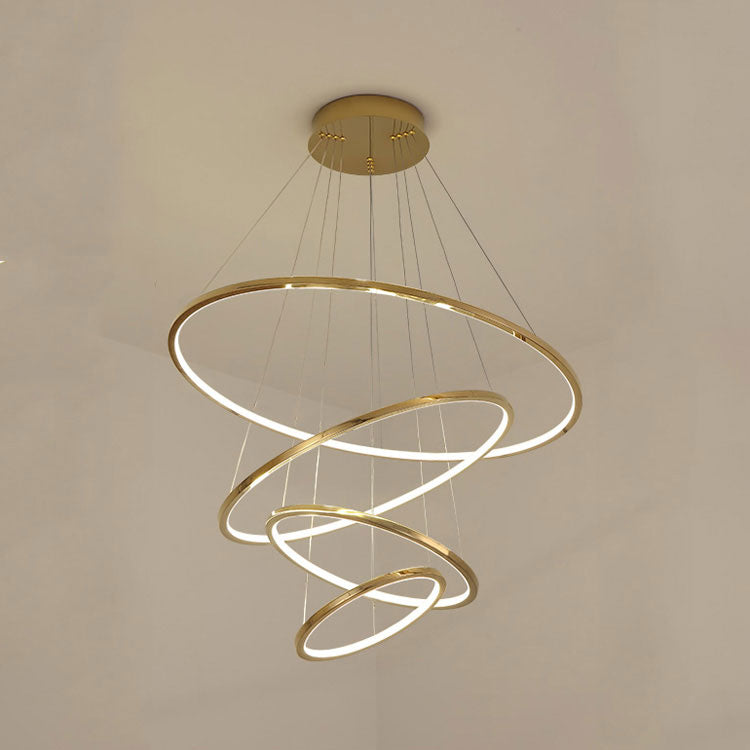 Amina Gold Multi Rings Chandelier for Lobby Villa