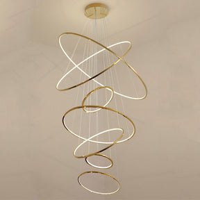 Amina Gold Multi Rings Chandelier for Lobby Villa