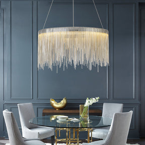 Angelina Aluminum Chain Tassel Round Chandelier