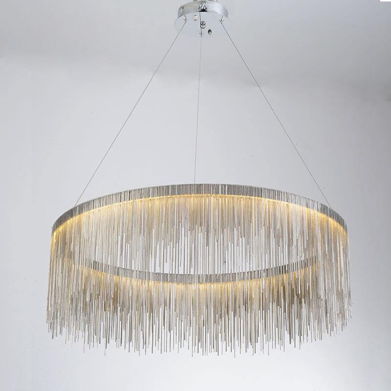 Angelina Aluminum Chain Tassel Round Chandelier