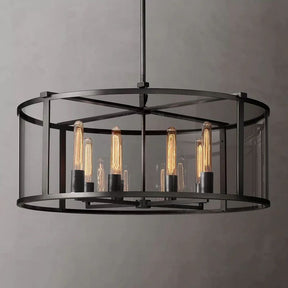 Bianca Glass Lantern Modern Round Chandelier 33"